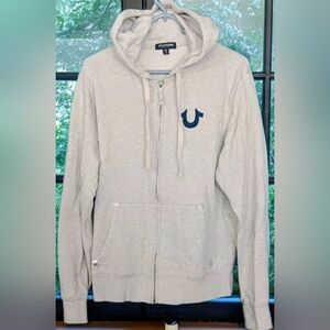True Religion Classic Logo Zip Up Hoodie~Men's Size Large~Gray/Blue